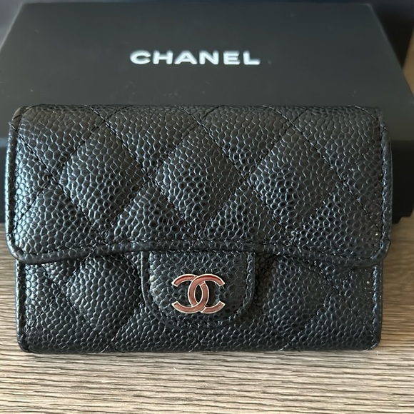 CHANEL Handbags - 🔥 CHANEL Classic Flap Card Holder Black Caviar Leather Silver Metal‼️SOLD OUT‼️